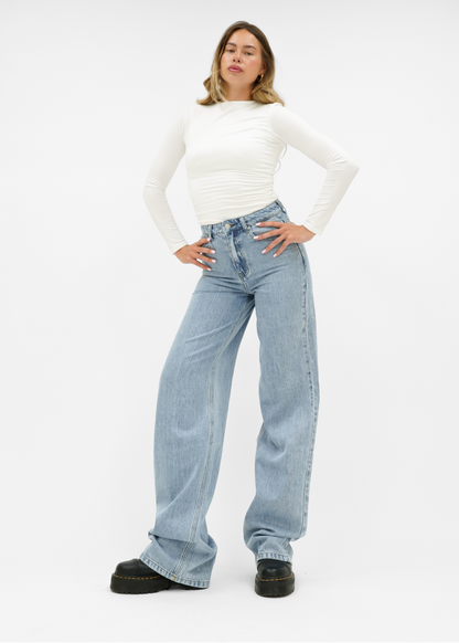 High waist super wide leg jeans classic blue (tall)