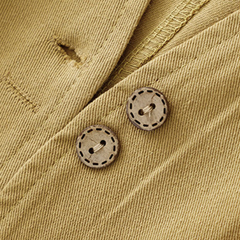 Buddha Stones Solid Color Front Buttons Sleeveless Women's Cotton Waistcoat With Pockets