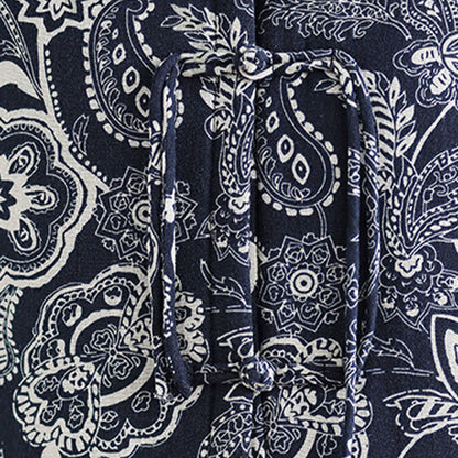 Buddha Stones Plant Pattern Frog-button Women's Sleeveless Cotton Vest Waistcoat With Pockets