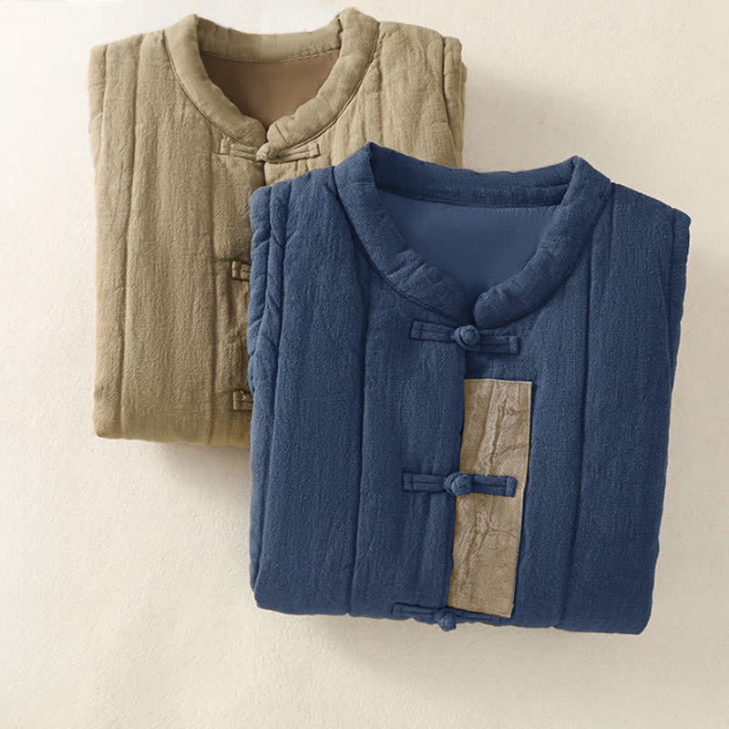 Buddha Stones Winter Vintage Tang Style Frog Button Solid Tank Top Women's Vest With Pockets