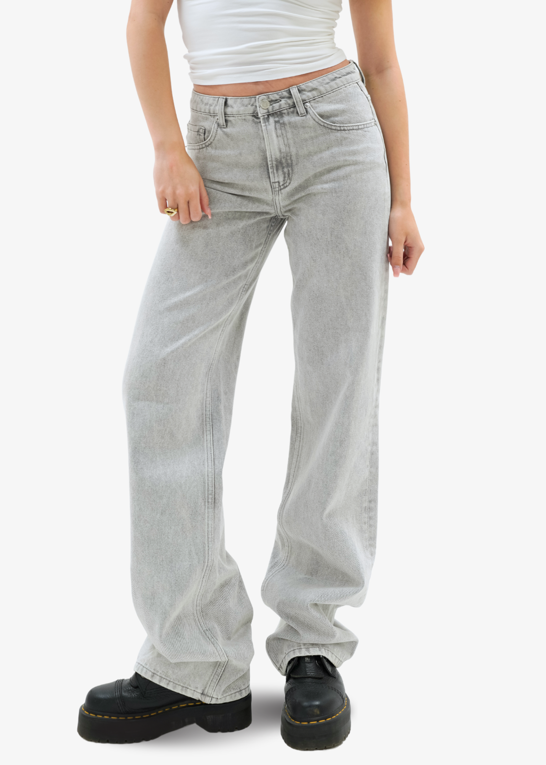 Low waist jeans light washed grey (tall)