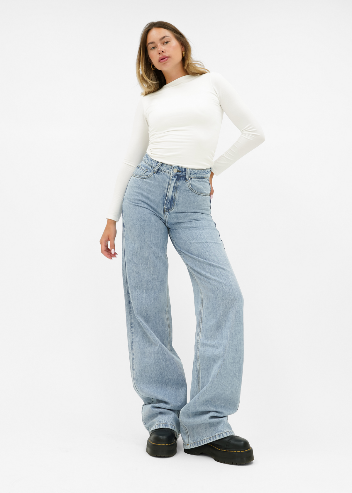 High waist super wide leg jeans classic blue (tall)